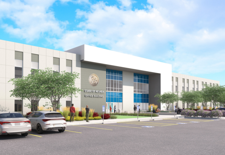 Modern public works office building exterior