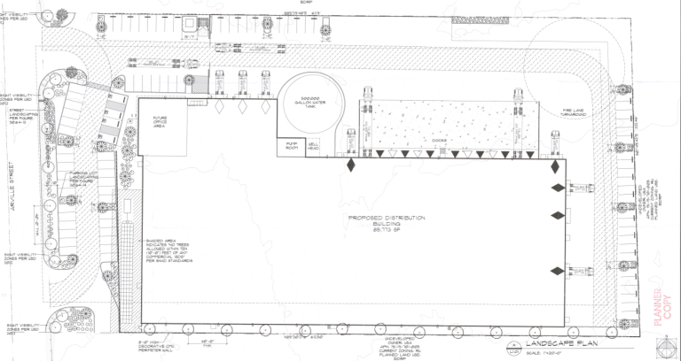 Site layout for Sloan Arville proposed distribution building