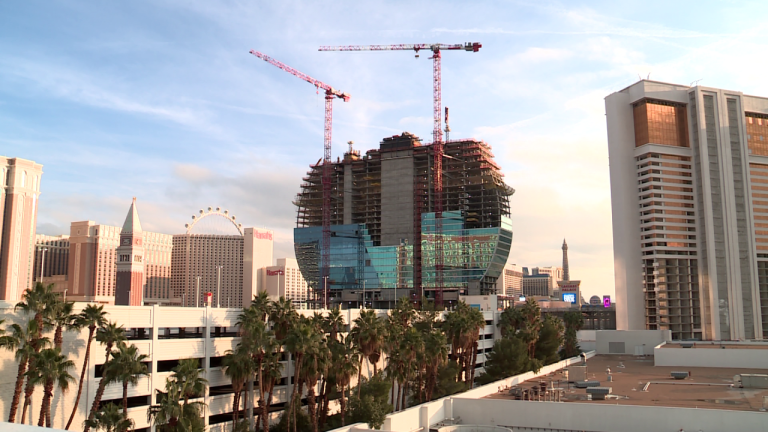 Hard Rock Las Vegas hotel construction site in Las Vegas skyline