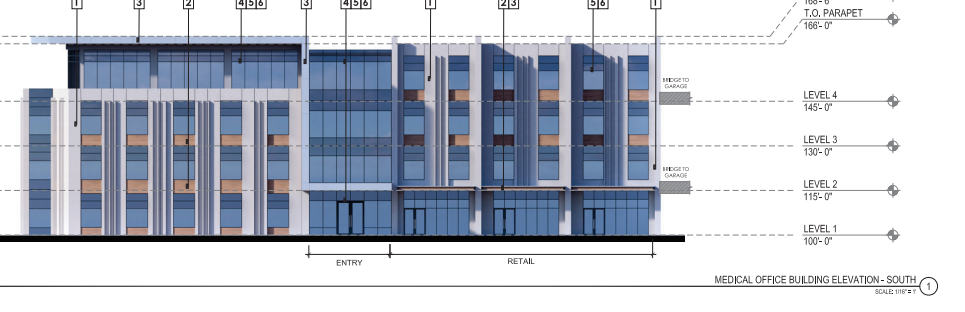 Elevation of Las Vegas medical building proposed in Medical District
