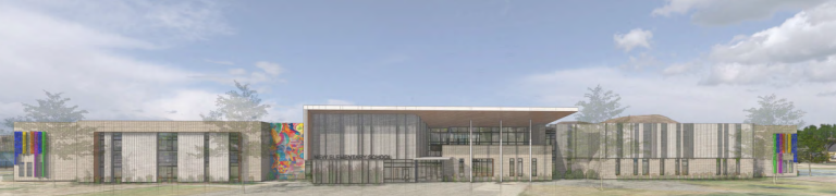 Elevation rendering of new elementary school on site of Pine Middle School