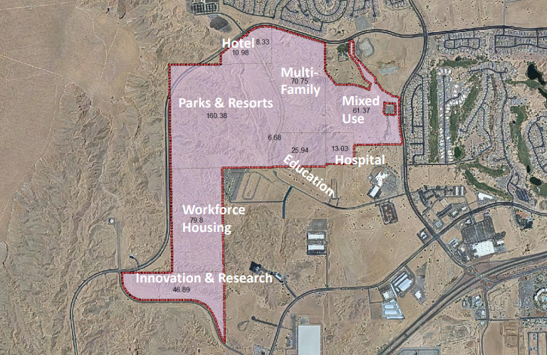 Aerial map of planned Mesquite Desert Falls master plan