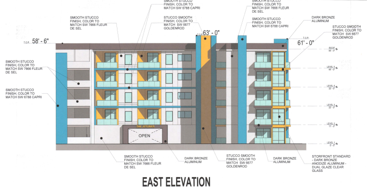 Elevation rendering of The Jetliner Apartments project in Paradise