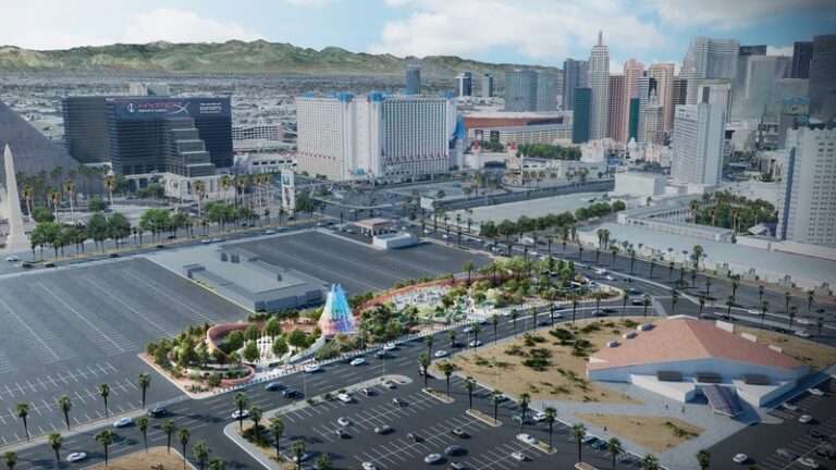 Aerial view of Las Vegas landscape development with Forever One Memorial
