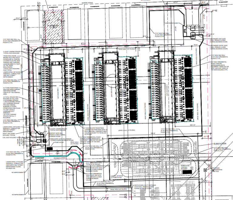 Architectural layout of Switch Armory Campus in Enterprise with building details
