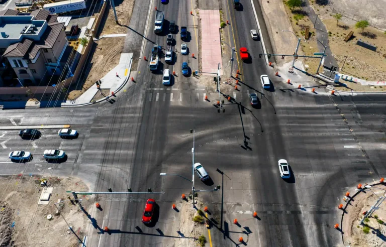 Aerial shot of an intersection affected by the Reimagine Boulder Highway project.