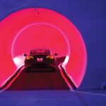 Car driving through Vegas Loop tunnel to Vegas Loops Station by Boring co.