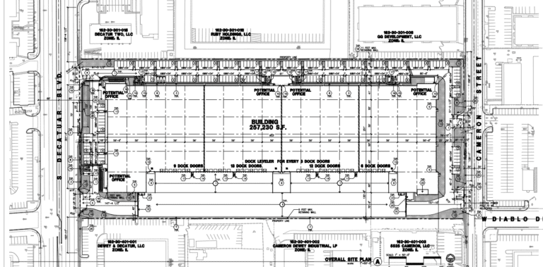 Site plan of industrial warehouse planned by EBS Realty in Paradise, Nevada