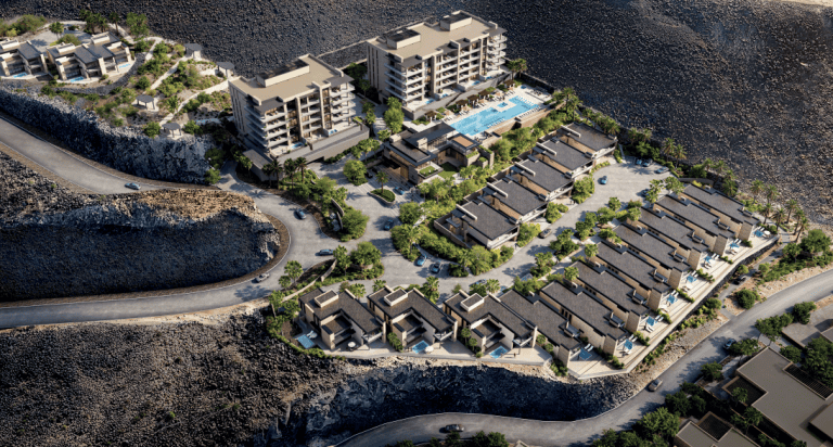 Aerial rendering of MacDonald Highlands Condominium Subdivision in Henderson by Wimberly Allison Tong & Goo