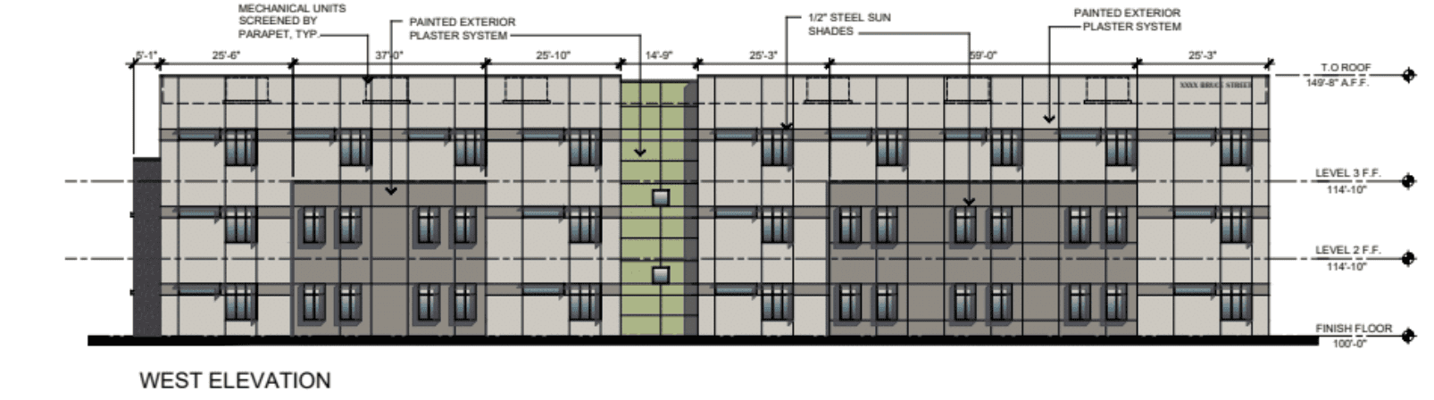 Elevation drawing of the Mater Academy Sahara Ave. charter school in Winchester.