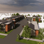 Renderingo f proposed four-building affordable complex in Reno