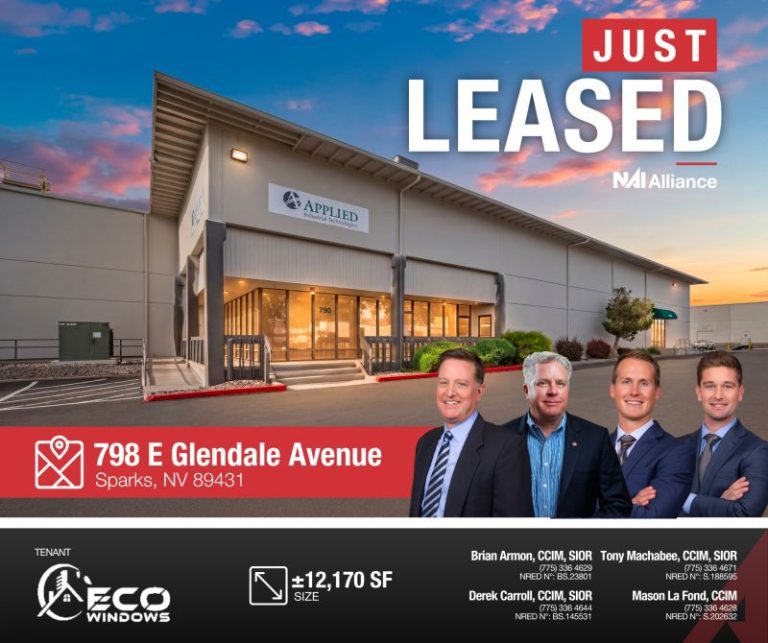 Just leased graphic with 840 E Glendale industrial space in Nevada.
