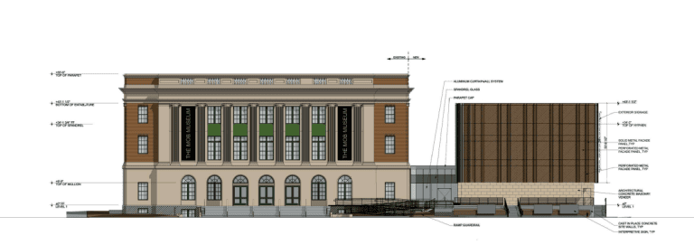 Rendering of the upcoming Mob Museum expansion in Las Vegas by LGA Architecture.