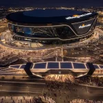 Aerial rendering of future allegiant stadium north plaza project in Paradise.