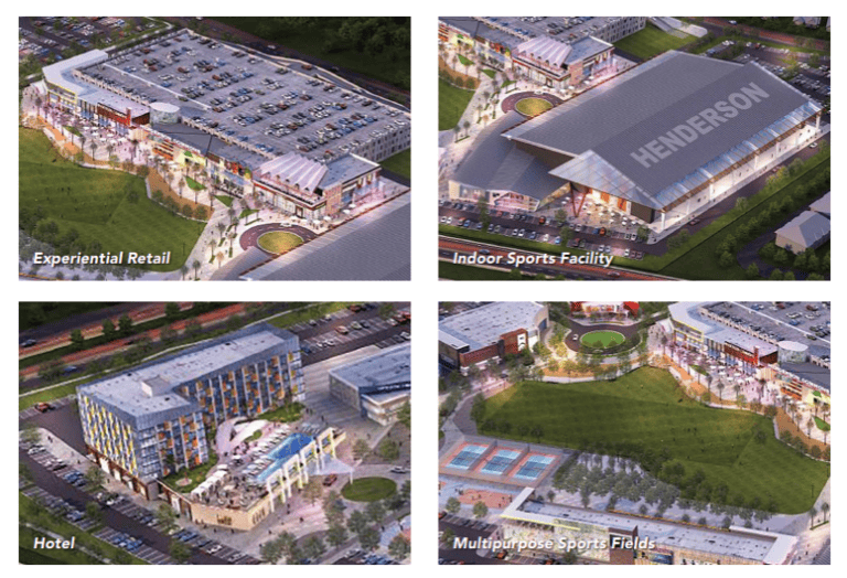 Renderings of the Fiesta Henderson Redevelopment Project in Henderson, Nevada.