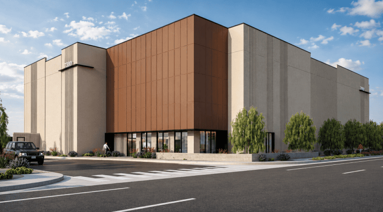 Rendering by KGA Architecture of potential Sunten Holdings' Sunten Holdings Warehouse in Spring Valley, Nevada, proposed to the Clark County Zoning Commission and approved.