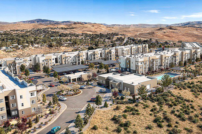 Aerial shot of Skyline Flats, a $180M affordable housing project on 59 acres along Dandini Blvd. in north Reno, Nevada.