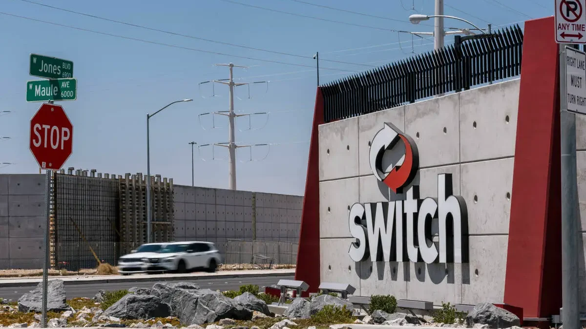 Photo of existing Switch data center campus across the street from the planned expansion.  Credit: Liv Paggiarino/Las Vegas Review-Journal
