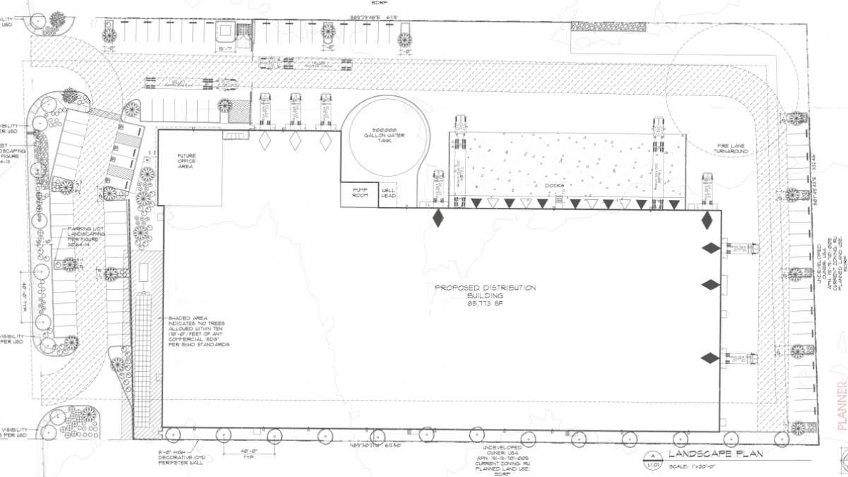 Site layout for Sloan Arville proposed distribution building