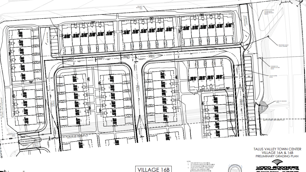 Site Plan for Townhome Project in Talus Valley Village